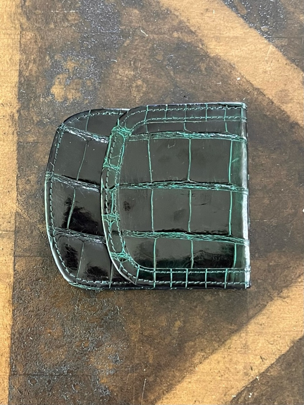 The Original Taxi Wallet, Alligator Embossed Green Leather